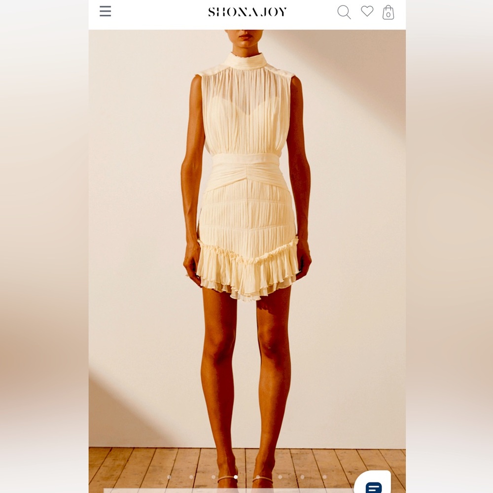 Shona Joy Victoria Ruffle Dress Short Sleeve Ivory